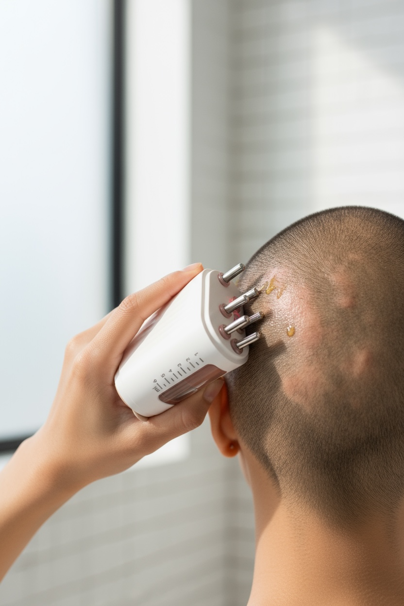 ⚜️ Appareil de Massage Cuir Chevelu & Applicateur de Sérum – Stimulateur de Repousse des Cheveux.